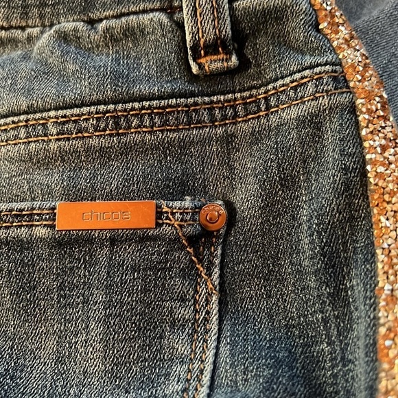 Chico’s So Slimming Girlfriend Ankle Jeans with Sparkle - Picture 9 of 10